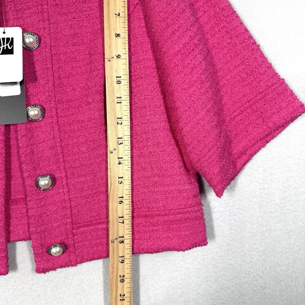 Joseph Ribkoff Jacket Women 10 Boucle Cropped Pink Button Detail Career $285 NWT - Picture 10 of 15